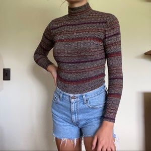 Fall tones striped mock neck 🍂🌻